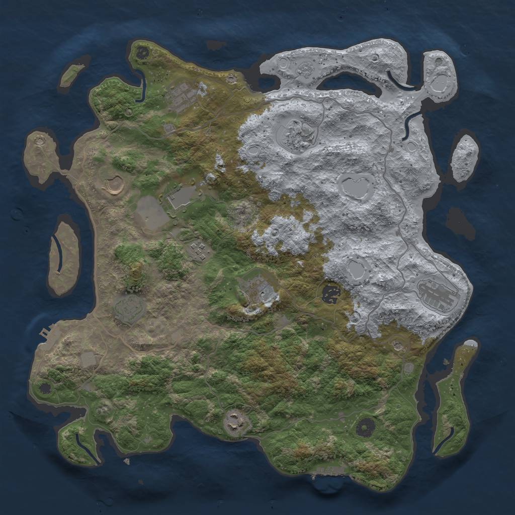 Rust Map: Procedural Map, Size: 4050, Seed: 473369682, 19 Monuments