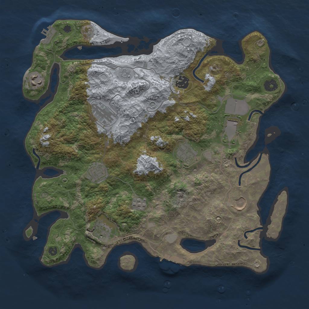 Rust Map: Procedural Map, Size: 3550, Seed: 399037, 18 Monuments