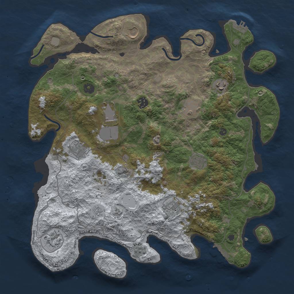 Rust Map: Procedural Map, Size: 4000, Seed: 3561471, 19 Monuments