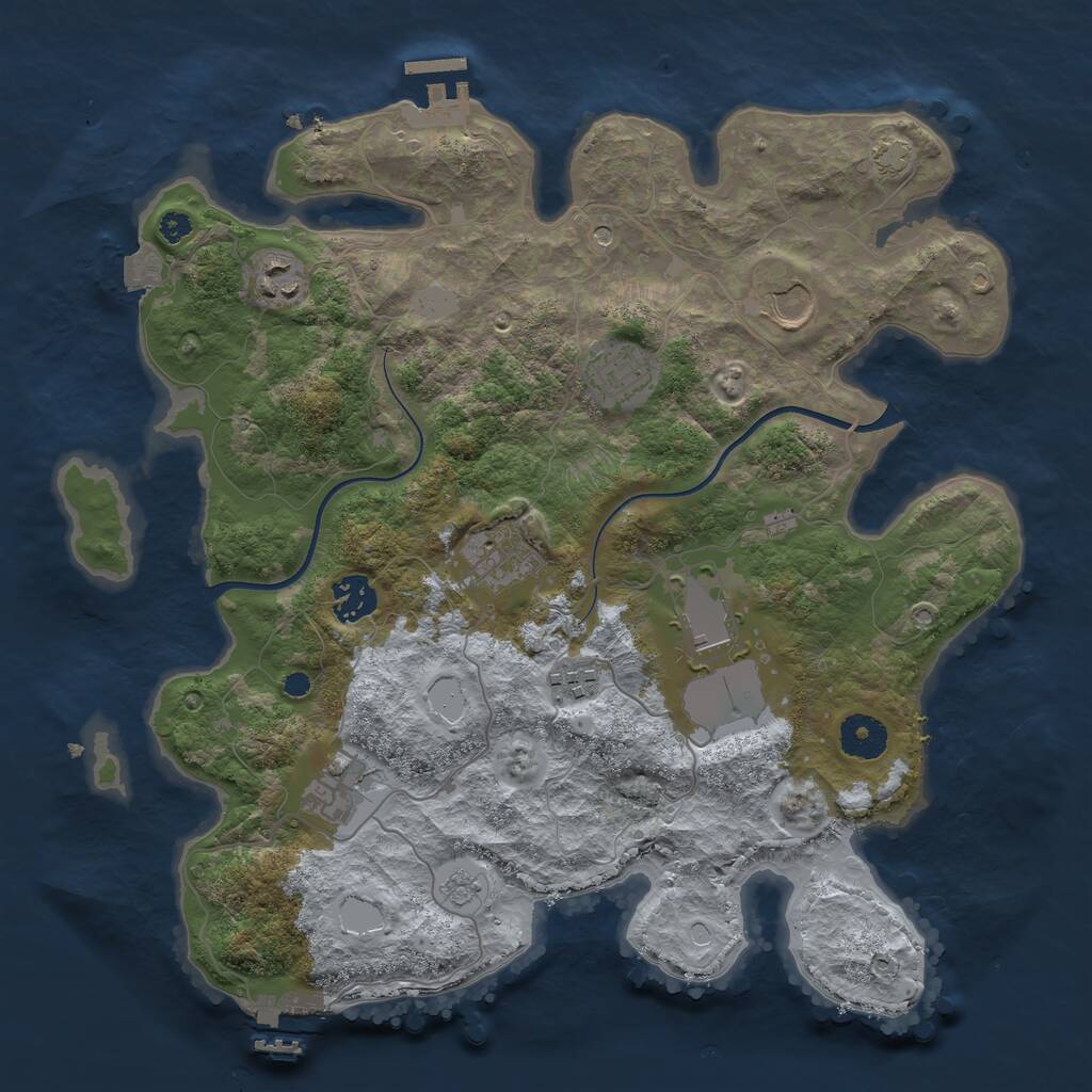 Rust Map: Procedural Map, Size: 3550, Seed: 449926, 14 Monuments