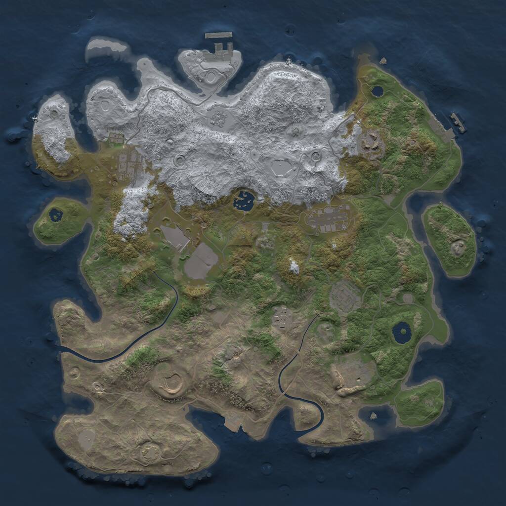 Rust Map: Procedural Map, Size: 3750, Seed: 629390030, 15 Monuments