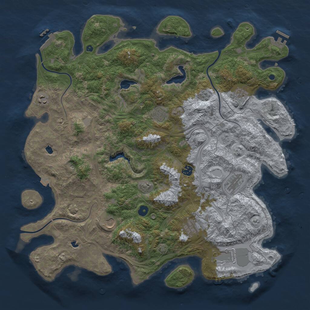 Rust Map: Procedural Map, Size: 4500, Seed: 2736735, 15 Monuments