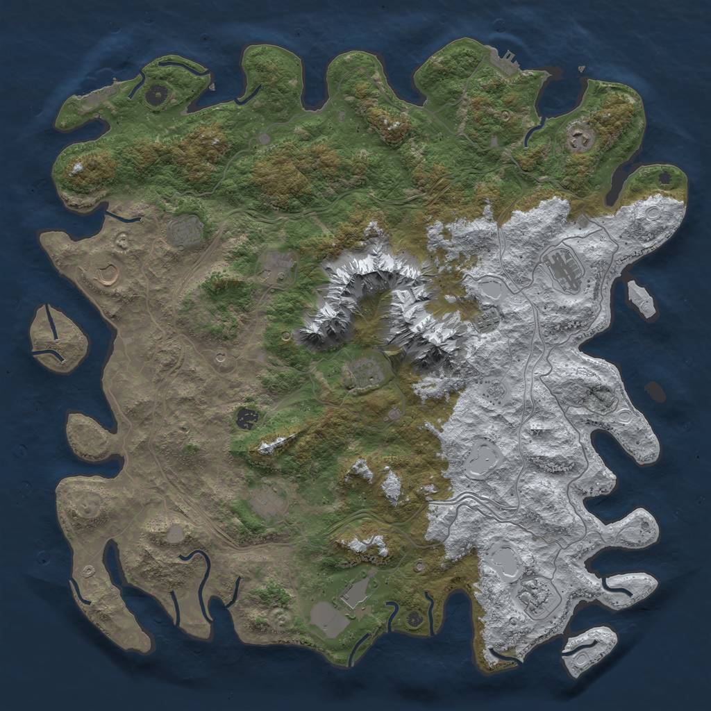 Rust Map: Procedural Map, Size: 5000, Seed: 2111491275, 20 Monuments