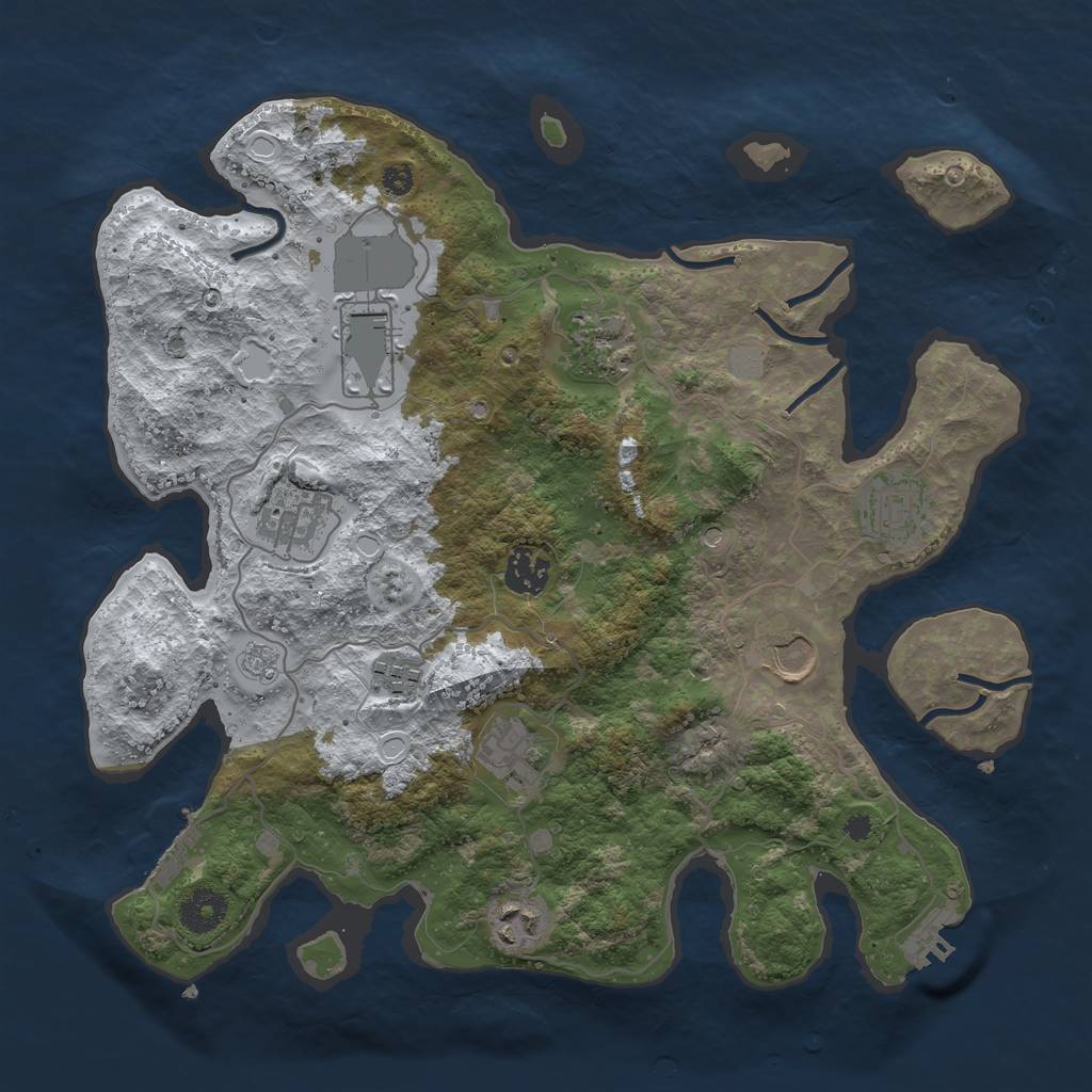 Rust Map: Procedural Map, Size: 3550, Seed: 894449, 18 Monuments