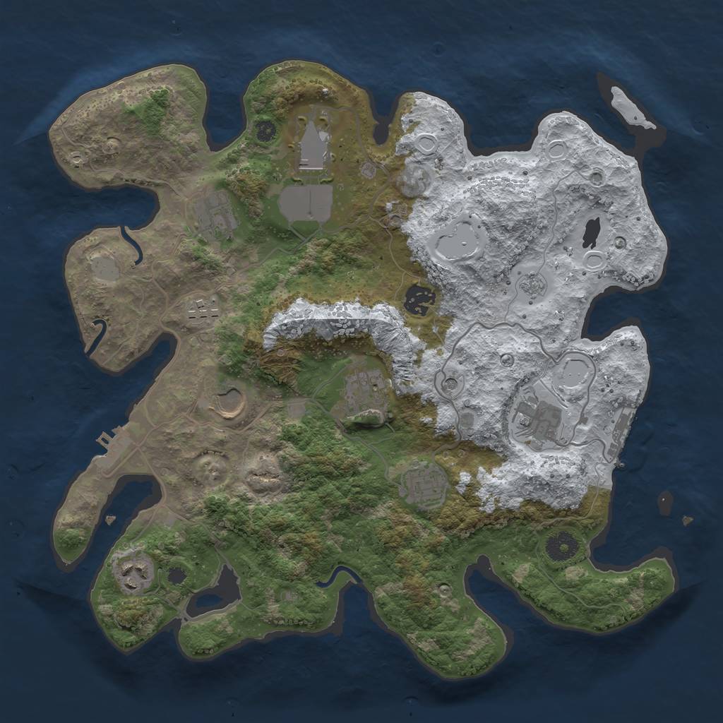 Rust Map: Procedural Map, Size: 3550, Seed: 557892, 18 Monuments