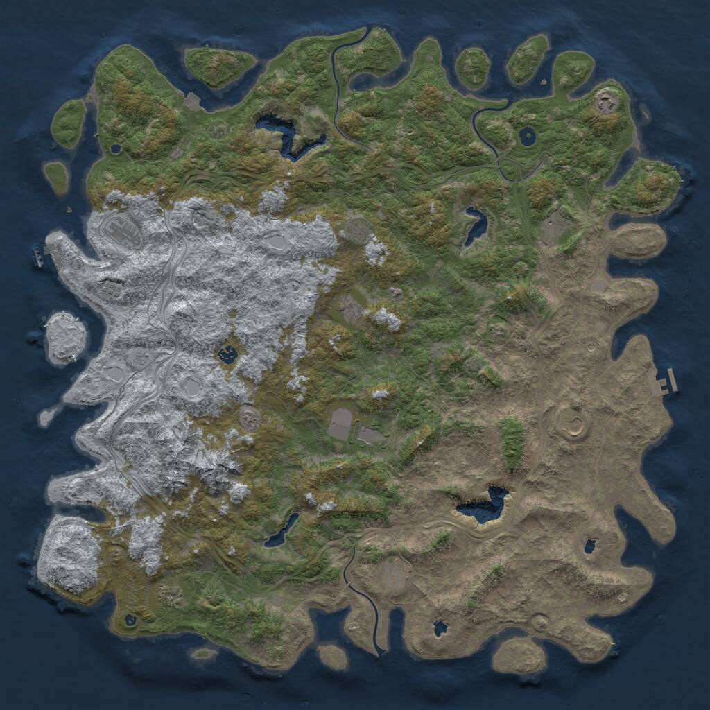 Rust Map: Procedural Map, Size: 6000, Seed: 681837, 17 Monuments