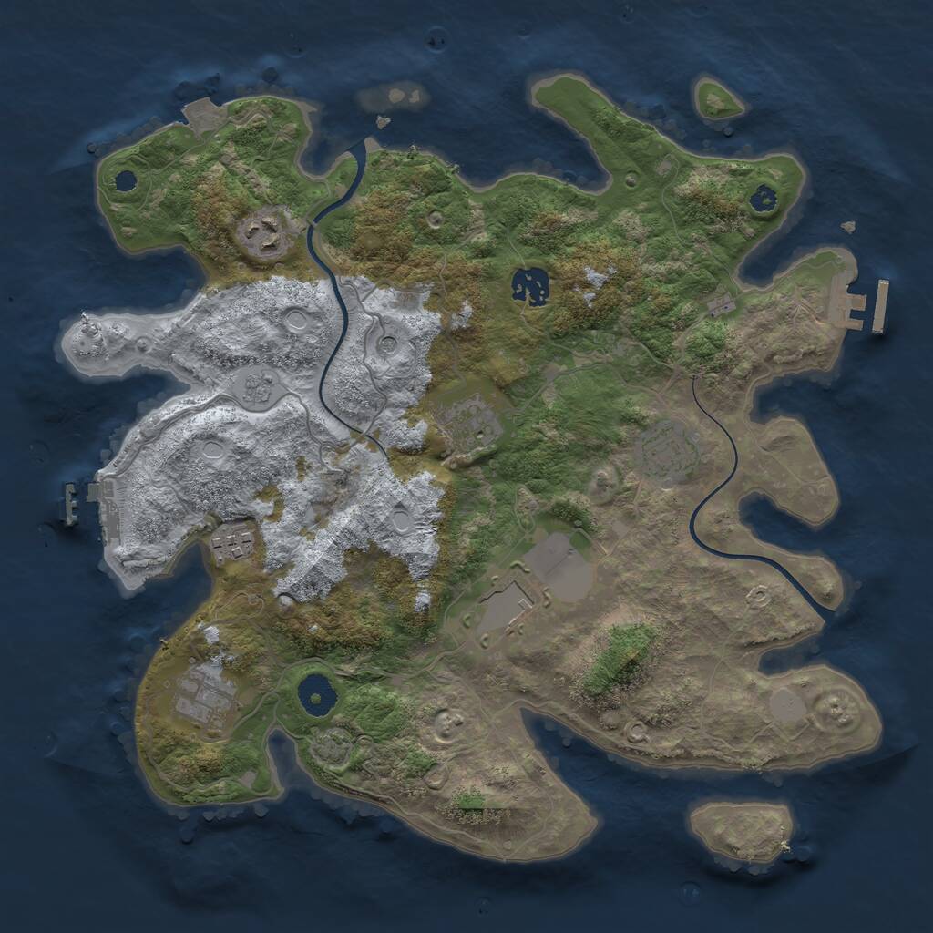 Rust Map: Procedural Map, Size: 3550, Seed: 576462, 13 Monuments