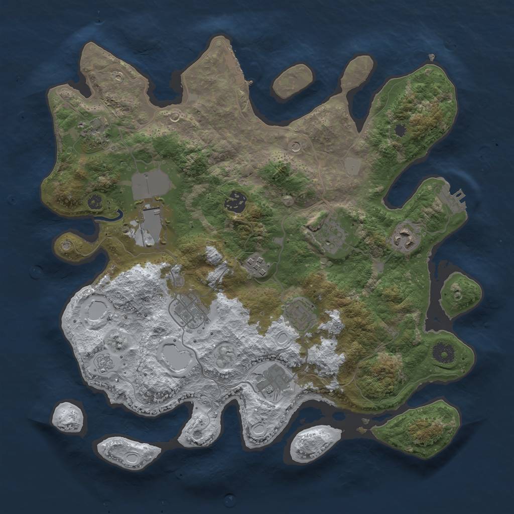 Rust Map: Procedural Map, Size: 3550, Seed: 468945, 18 Monuments