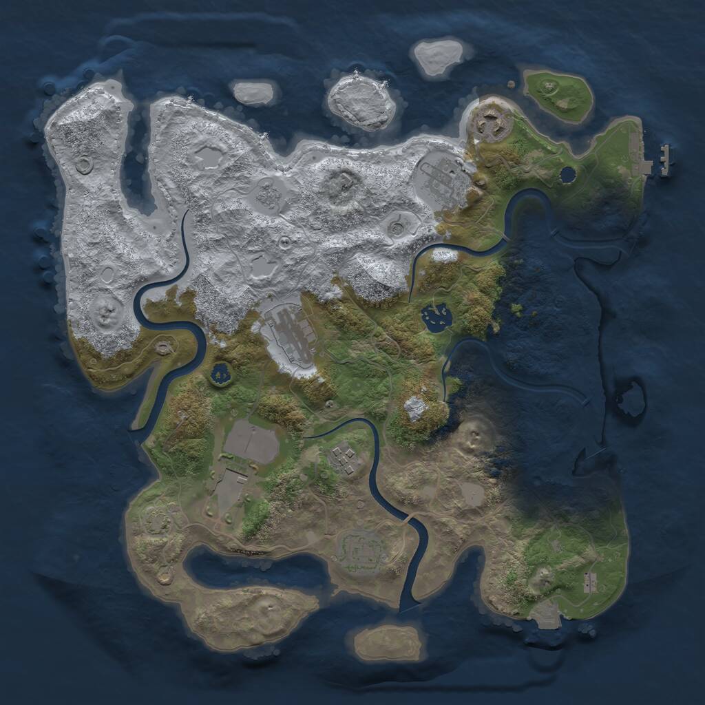 Rust Map: Procedural Map, Size: 3550, Seed: 564506, 12 Monuments