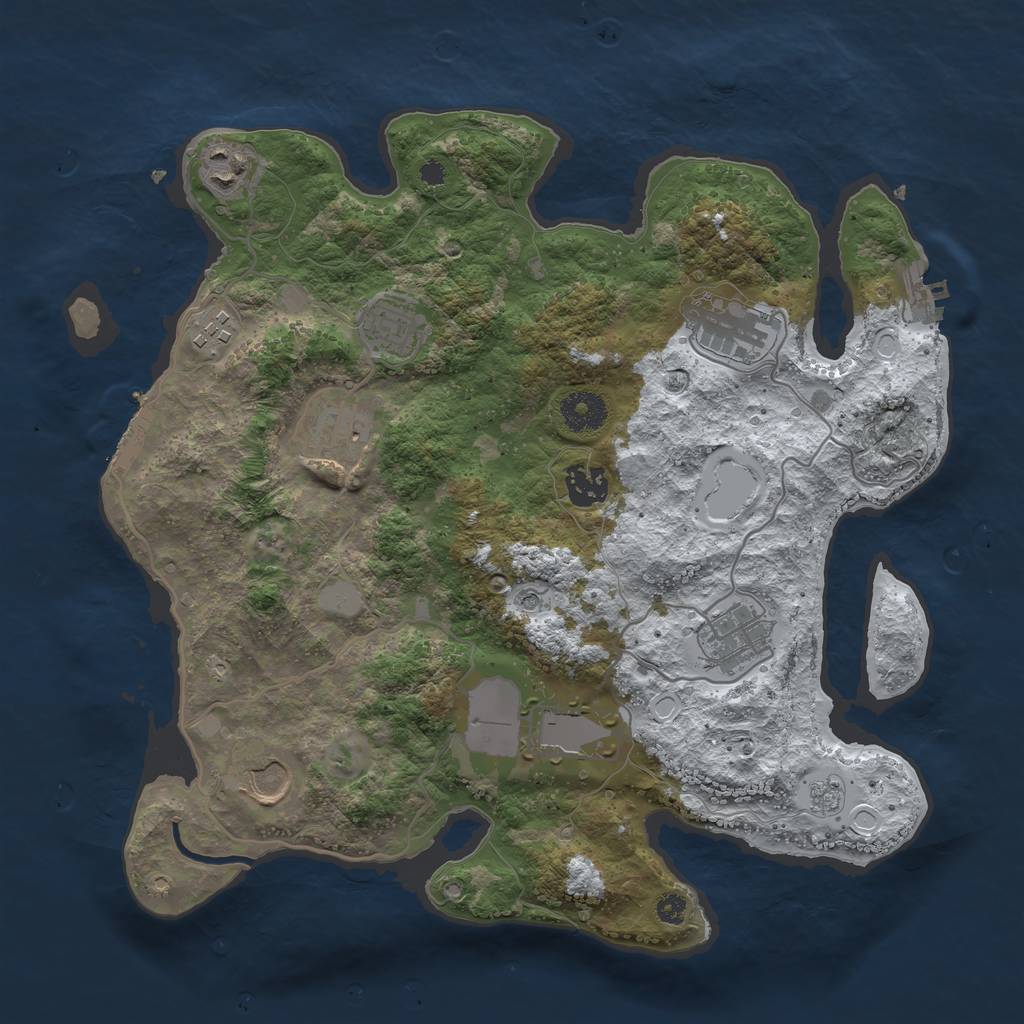 Rust Map: Procedural Map, Size: 3500, Seed: 1772592, 18 Monuments