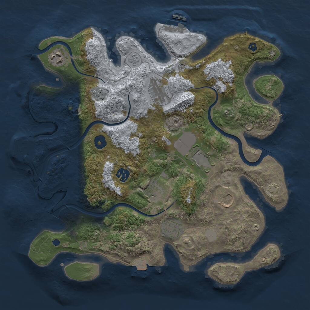 Rust Map: Procedural Map, Size: 3550, Seed: 877458, 14 Monuments