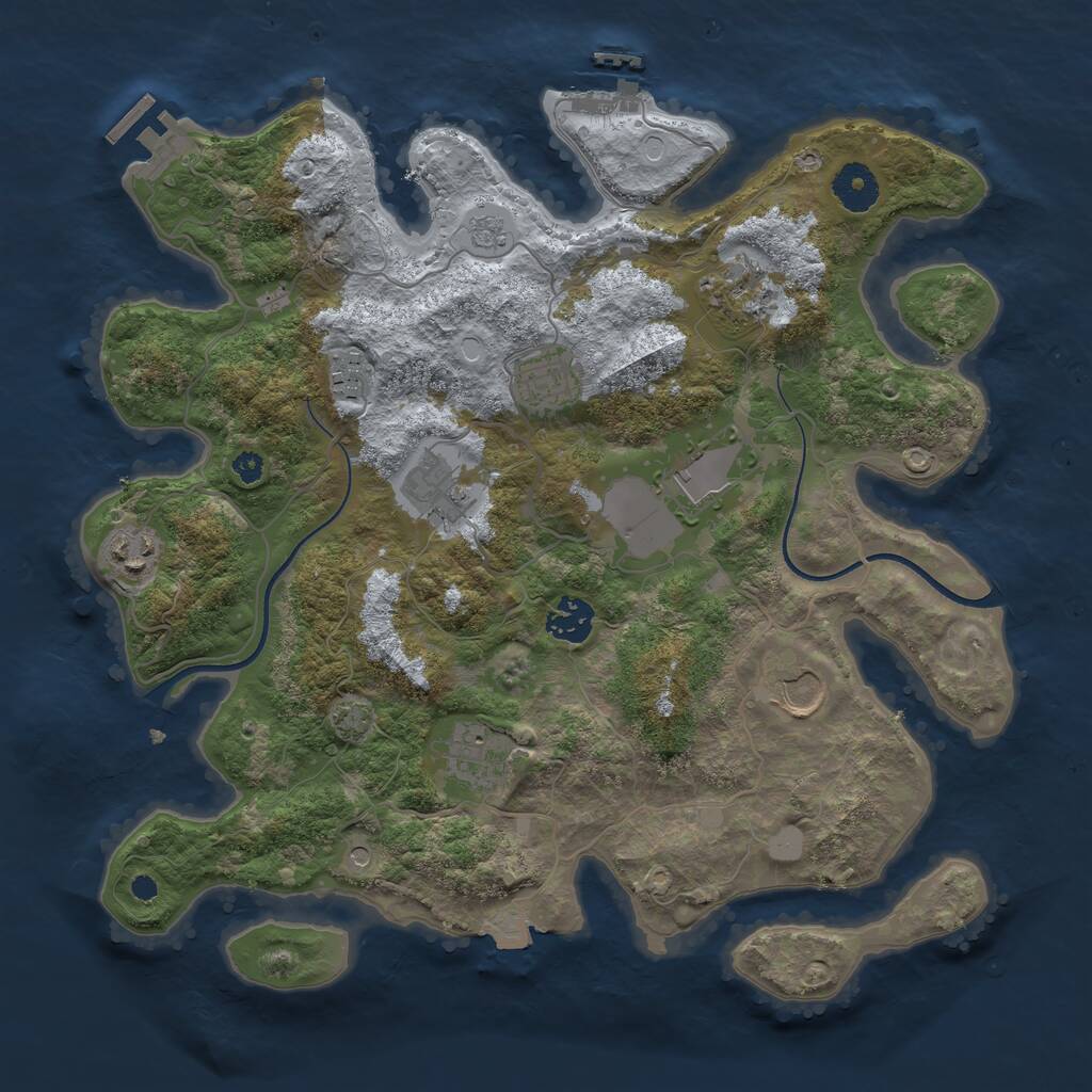 Rust Map: Procedural Map, Size: 3550, Seed: 877458, 15 Monuments