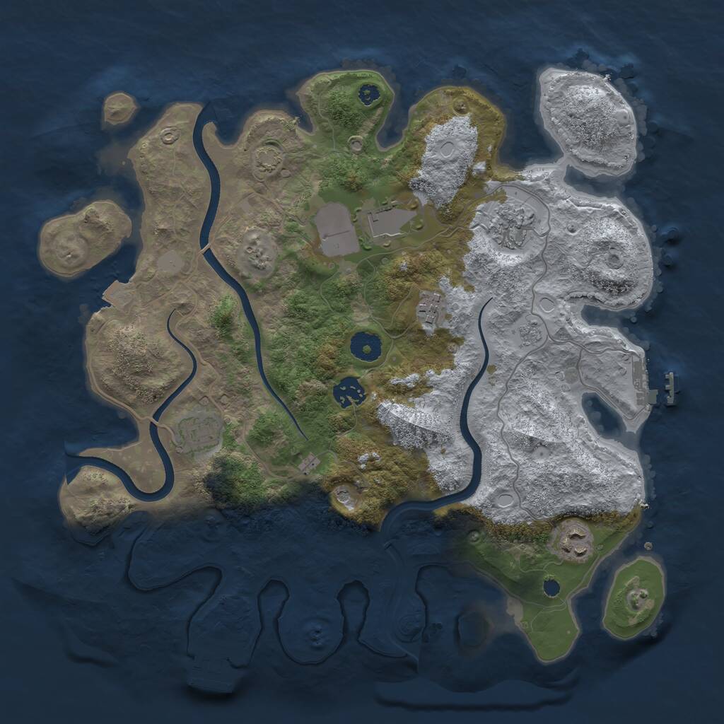 Rust Map: Procedural Map, Size: 3550, Seed: 357877, 12 Monuments