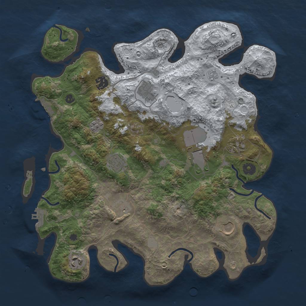 Rust Map: Procedural Map, Size: 3550, Seed: 902825, 18 Monuments