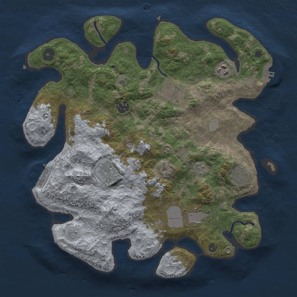 Rust Map: Procedural Map, Size: 3550, Seed: 35581, 16 Monuments