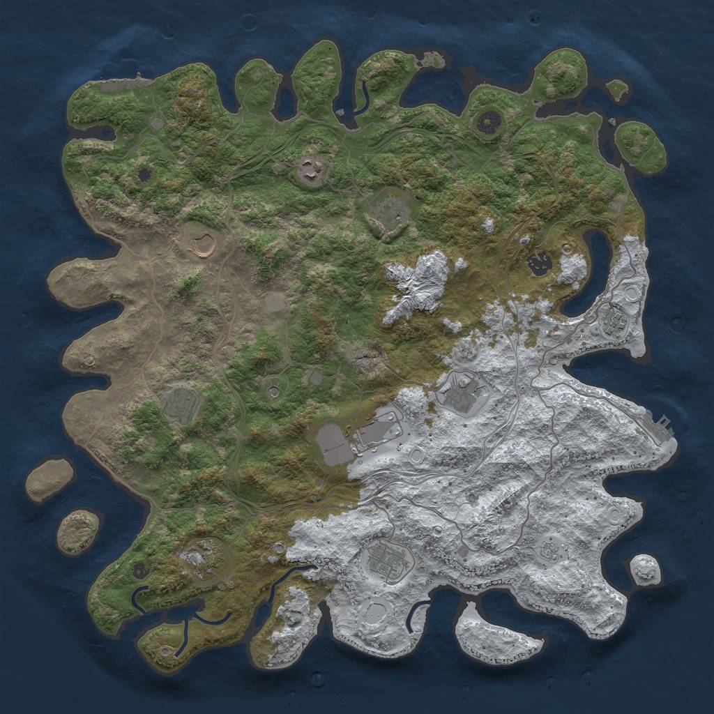 Rust Map: Procedural Map, Size: 4500, Seed: 1408055, 19 Monuments