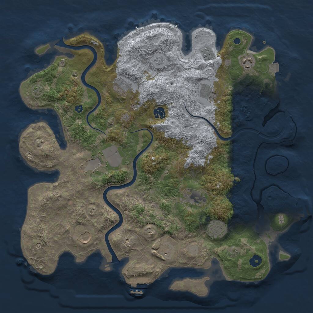 Rust Map: Procedural Map, Size: 3950, Seed: 989171510, 16 Monuments