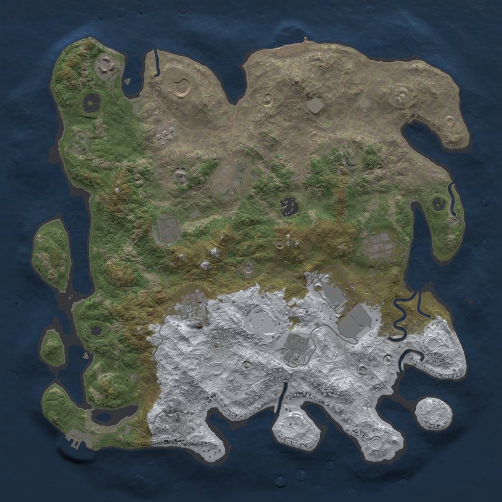 Rust Map: Procedural Map, Size: 3950, Seed: 1491735040, 20 Monuments