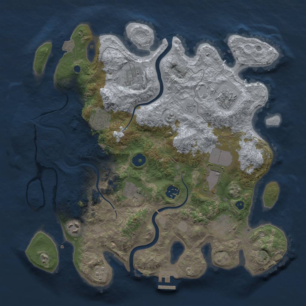 Rust Map: Procedural Map, Size: 3550, Seed: 708927, 14 Monuments
