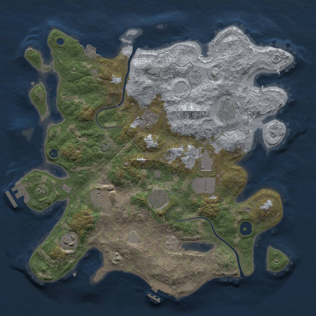 Rust Map: Procedural Map, Size: 3550, Seed: 412418, 13 Monuments