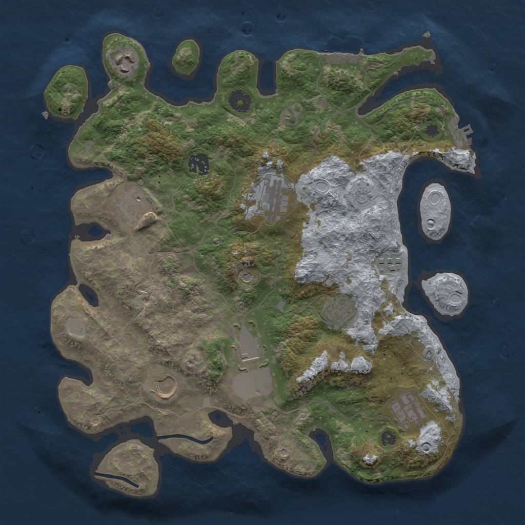 Rust Map: Procedural Map, Size: 3550, Seed: 972594, 18 Monuments