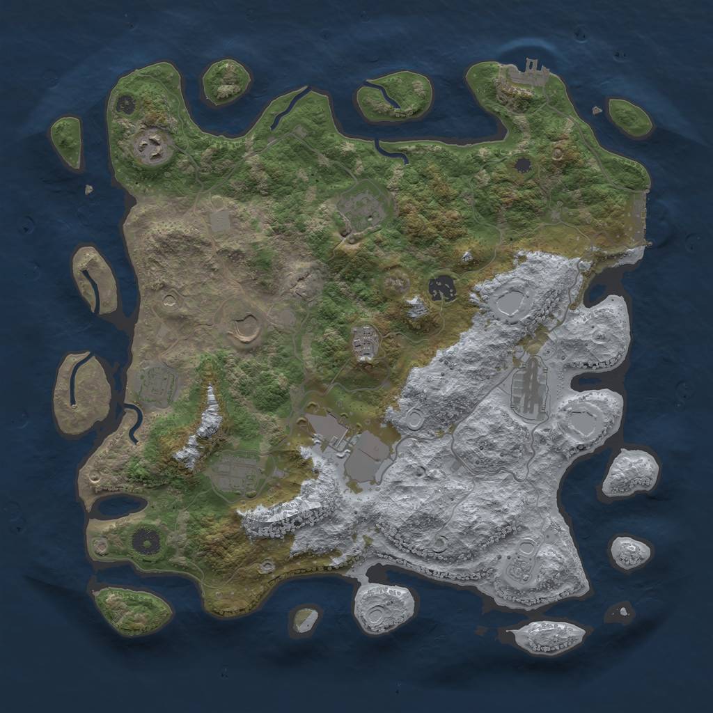 Rust Map: Procedural Map, Size: 3850, Seed: 1520776853, 18 Monuments