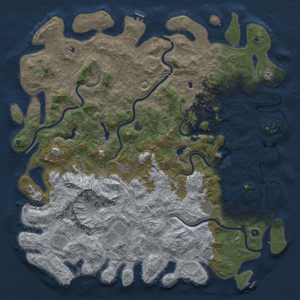 Rust Map: Procedural Map, Size: 6000, Seed: 832111, 17 Monuments