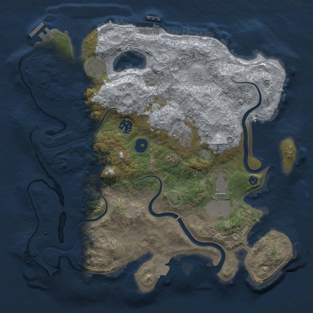 Rust Map: Procedural Map, Size: 3500, Seed: 2492337, 11 Monuments