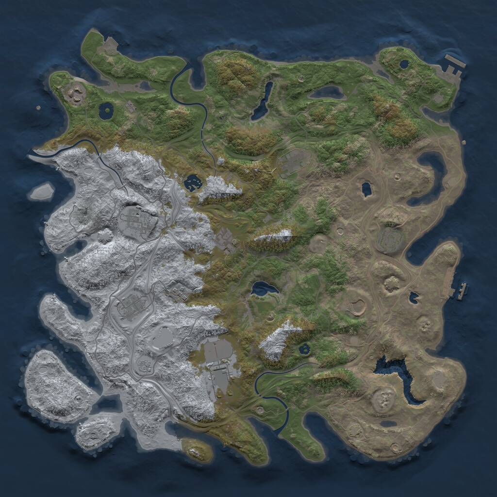 Rust Map: Procedural Map, Size: 4500, Seed: 1246863, 16 Monuments