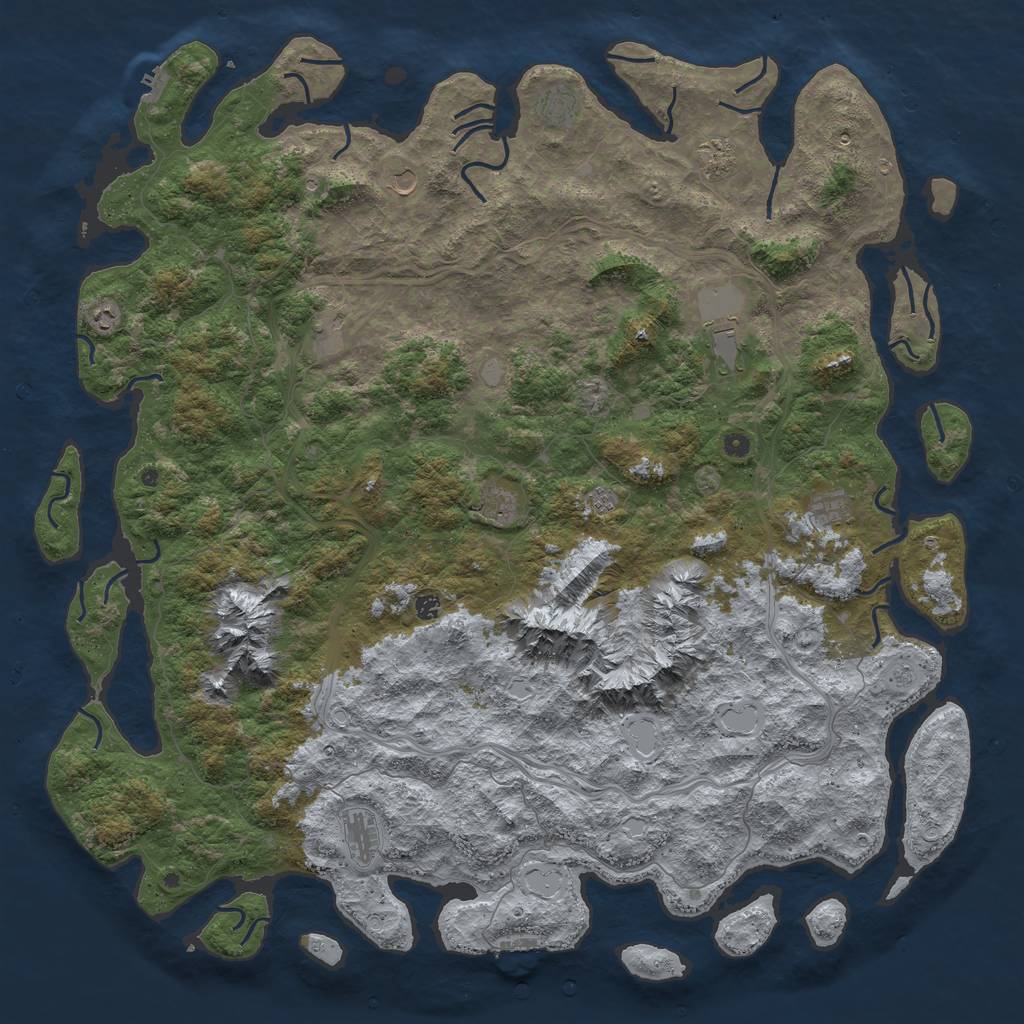 Rust Map: Procedural Map, Size: 6000, Seed: 52813, 20 Monuments