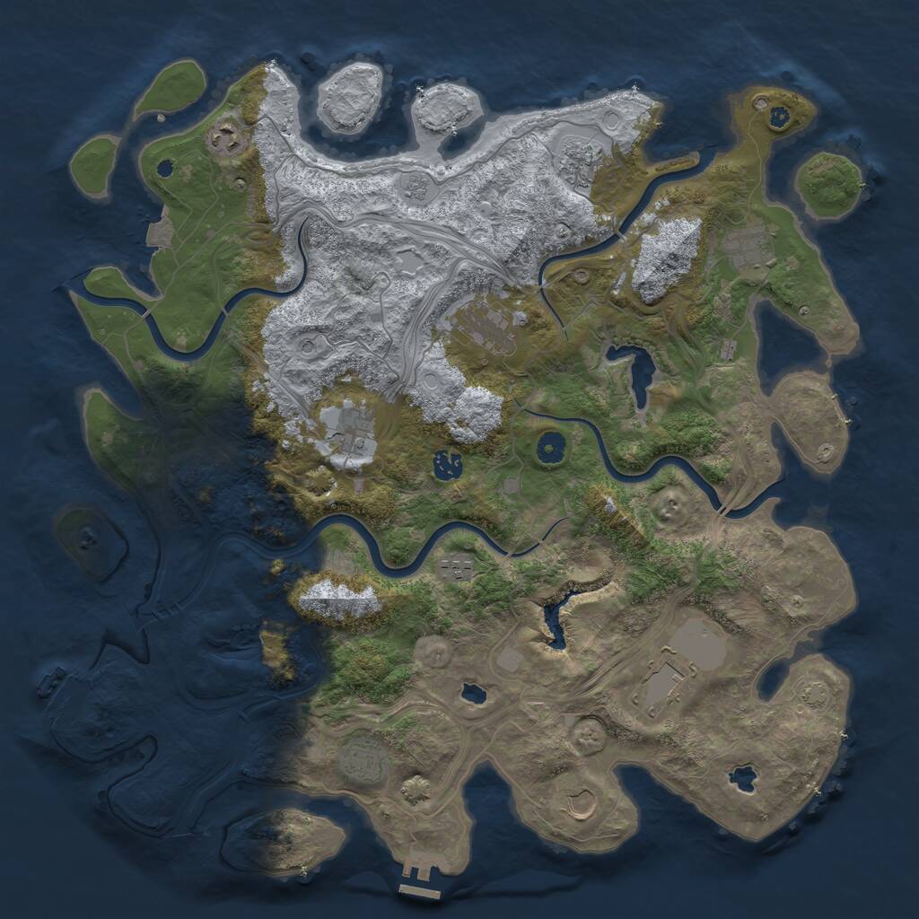 Rust Map: Procedural Map, Size: 4500, Seed: 3121000, 16 Monuments