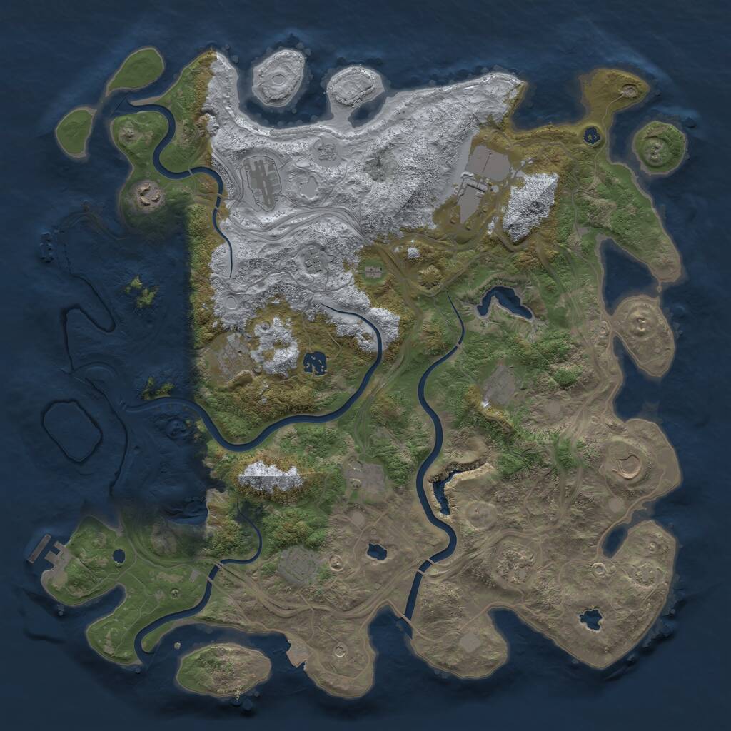 Rust Map: Procedural Map, Size: 4500, Seed: 3121000, 17 Monuments