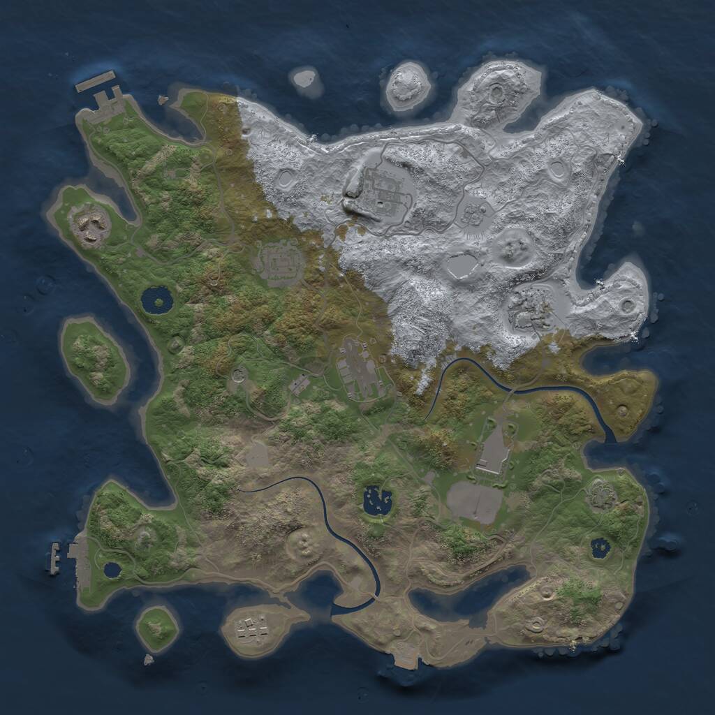 Rust Map: Procedural Map, Size: 3550, Seed: 291625, 14 Monuments