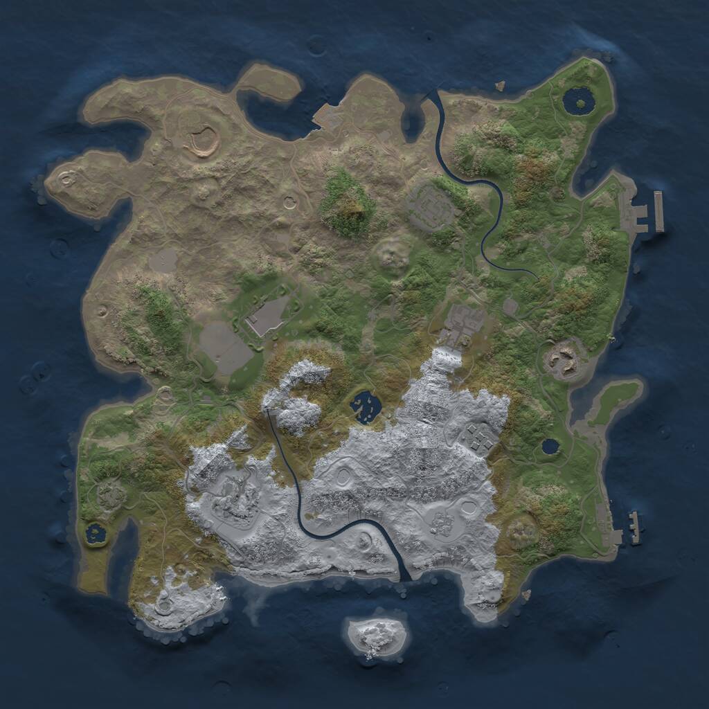 Rust Map: Procedural Map, Size: 3500, Seed: 994628, 14 Monuments