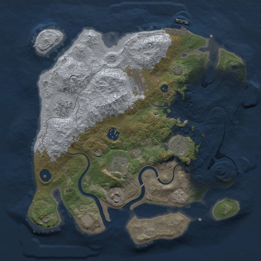 Rust Map: Procedural Map, Size: 3250, Seed: 5561884, 13 Monuments