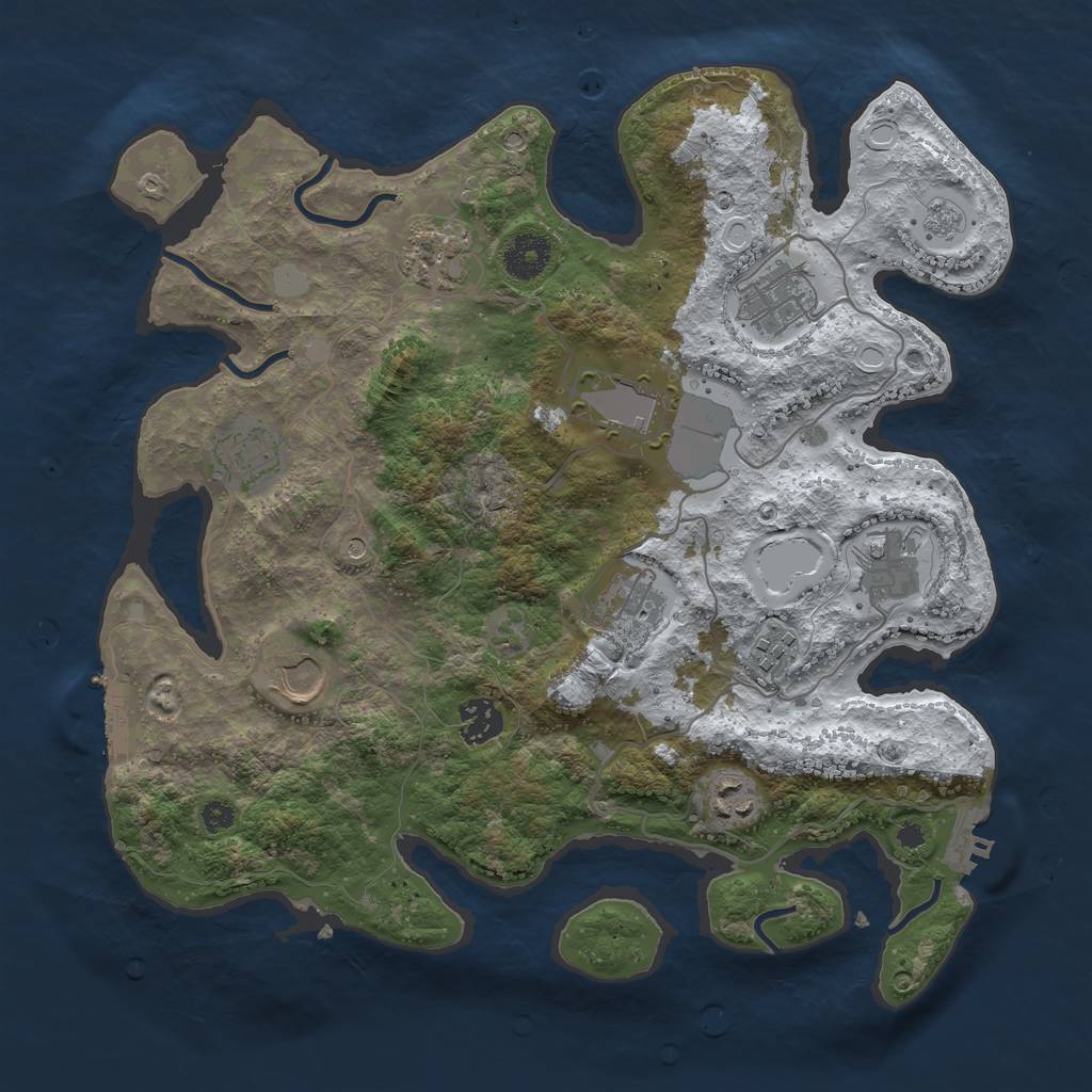 Rust Map: Procedural Map, Size: 3550, Seed: 626478, 19 Monuments