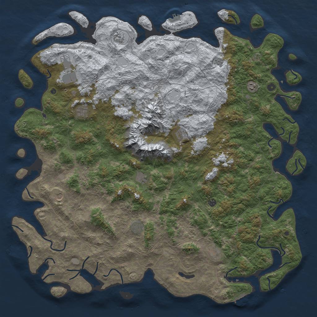 Rust Map: Procedural Map, Size: 6000, Seed: 850671, 20 Monuments