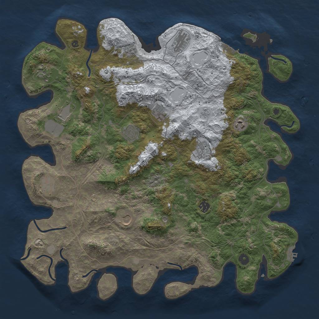 Rust Map: Procedural Map, Size: 4500, Seed: 4381800, 20 Monuments