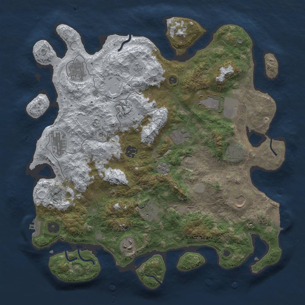 Rust Map: Procedural Map, Size: 3900, Seed: 578262019, 20 Monuments