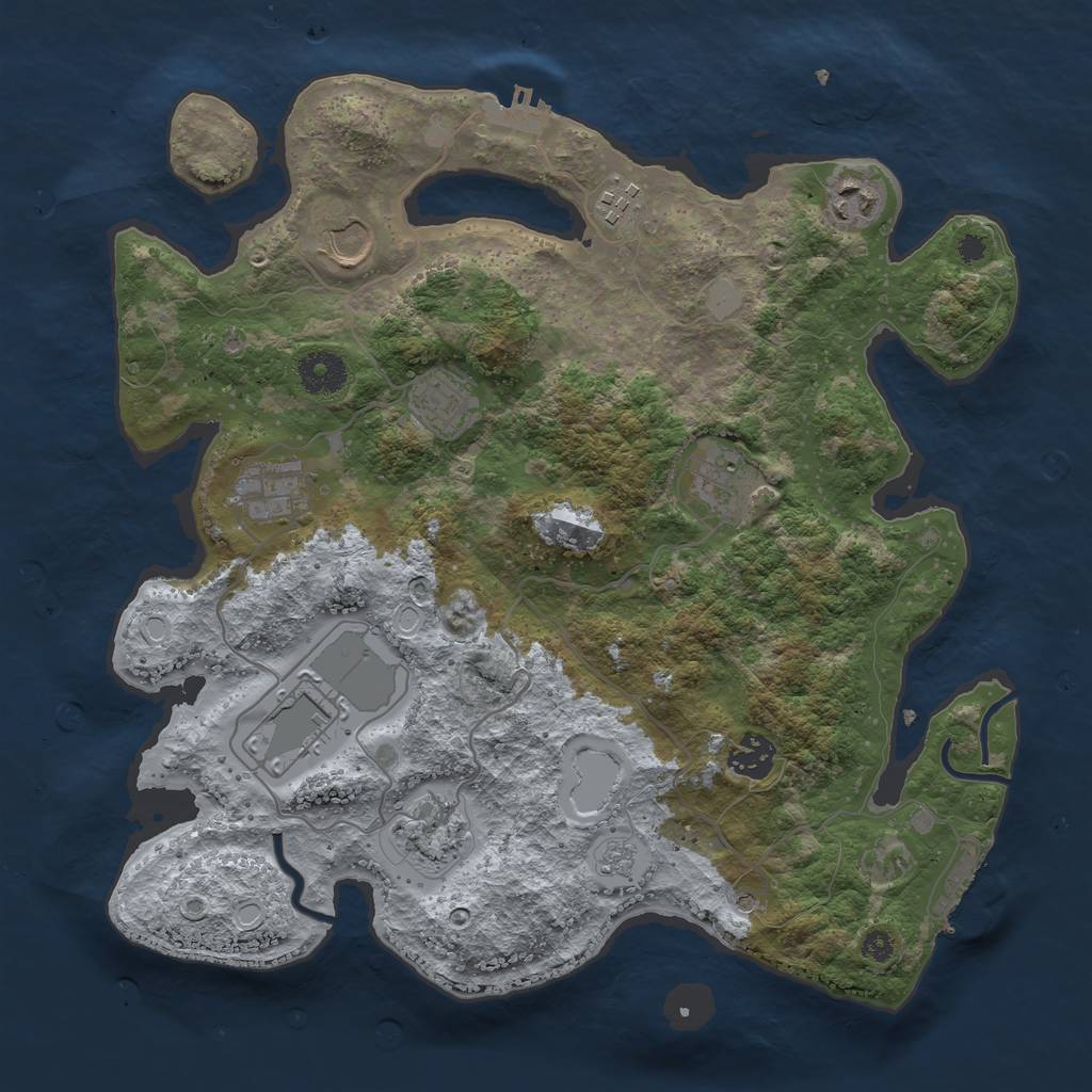Rust Map: Procedural Map, Size: 3550, Seed: 350691, 18 Monuments