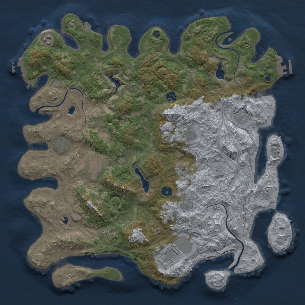 Rust Map: Procedural Map, Size: 4500, Seed: 5868465, 16 Monuments