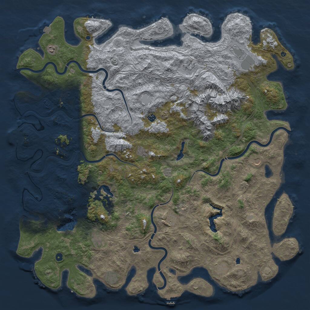 Rust Map: Procedural Map, Size: 6000, Seed: 36692, 17 Monuments