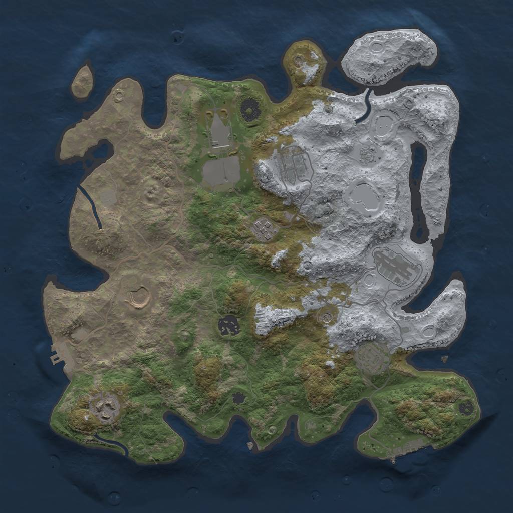 Rust Map: Procedural Map, Size: 3550, Seed: 58901, 17 Monuments