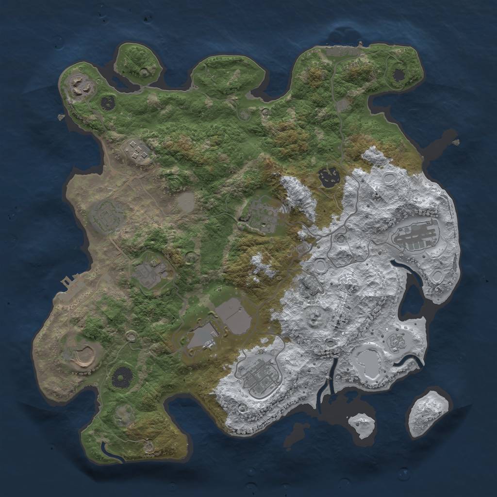 Rust Map: Procedural Map, Size: 3550, Seed: 774659, 19 Monuments
