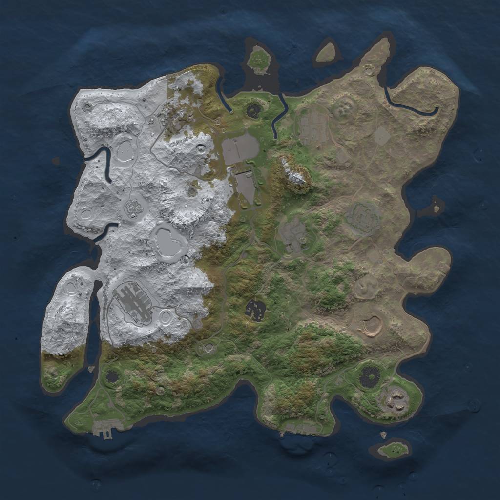 Rust Map: Procedural Map, Size: 3550, Seed: 195006, 18 Monuments
