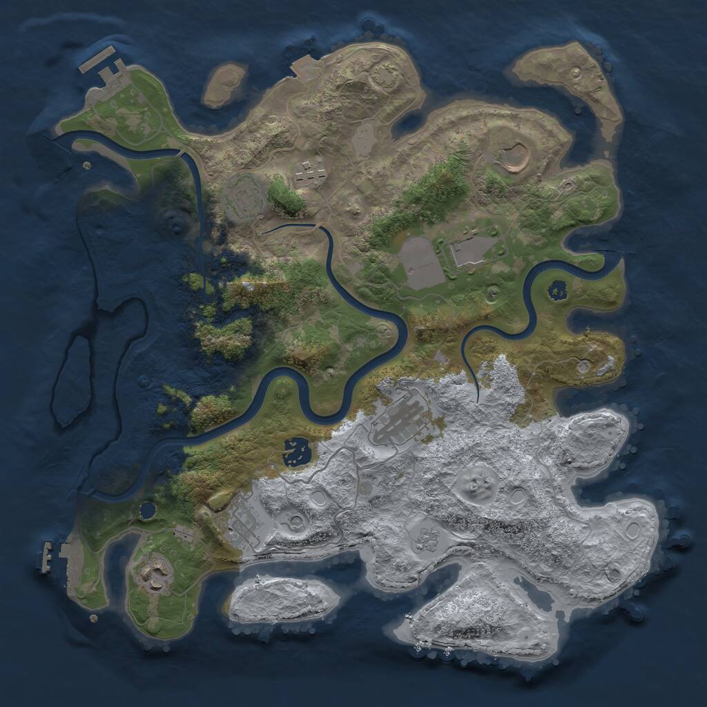 Rust Map: Procedural Map, Size: 3550, Seed: 399903, 14 Monuments