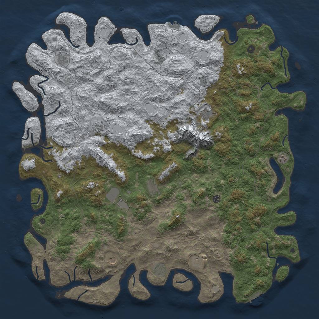 Rust Map: Procedural Map, Size: 6000, Seed: 253727, 20 Monuments