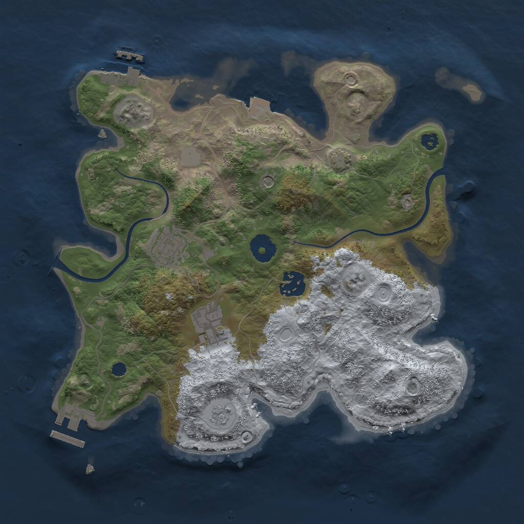 Rust Map: Procedural Map, Size: 3000, Seed: 37291, 9 Monuments