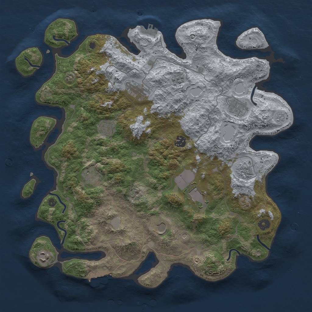 Rust Map: Procedural Map, Size: 4000, Seed: 151385, 19 Monuments