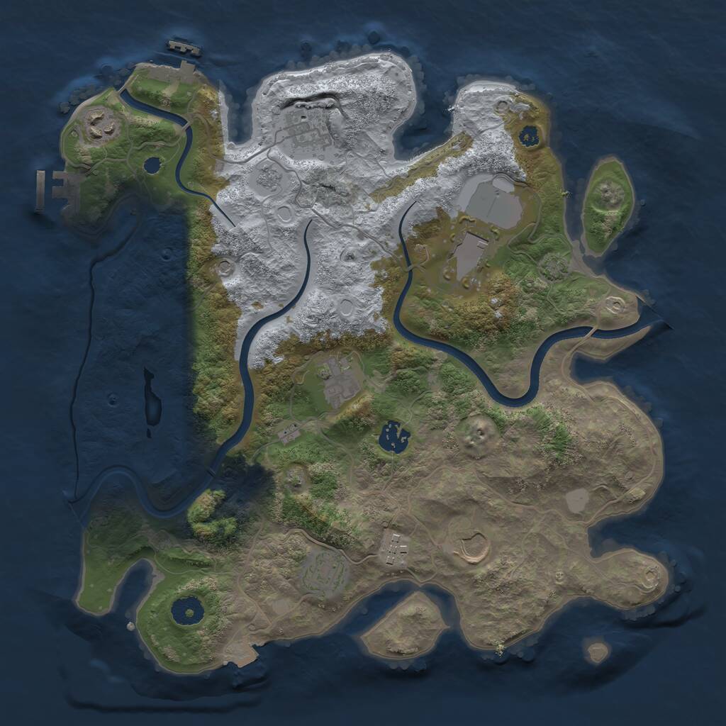 Rust Map: Procedural Map, Size: 3550, Seed: 130241, 14 Monuments